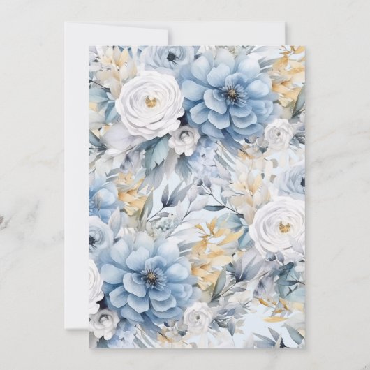 Blue Petal Boys Baby shower Uitnodiging (Achterkant)