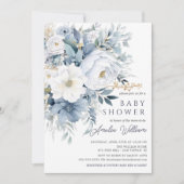 Blue Petal Boys Baby shower Uitnodiging (Voorkant)