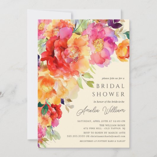 Blue Petal bruids douche uitnodiging (Voorkant)