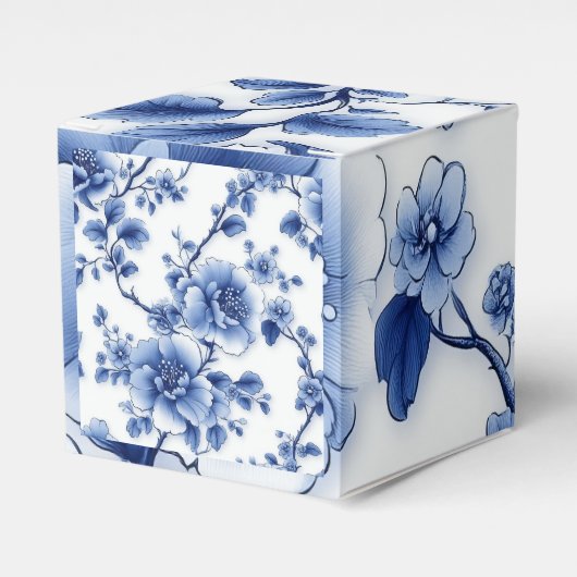 Blue Petal Cube Gift Box Bedankdoosjes (Voorkant Zijde)