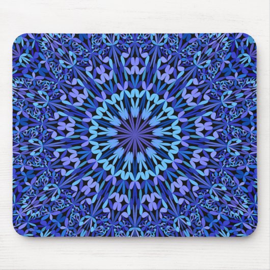 Blue Petal Kaleidoscope Mandala Muismat (Voorkant)