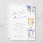 Blue Petals and Prosecco Bridal Shower Invitation Kaart (Voorkant)