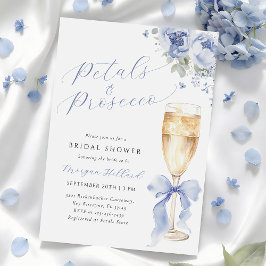 Blue Petals and Prosecco Bridal Shower Invitation Kaart