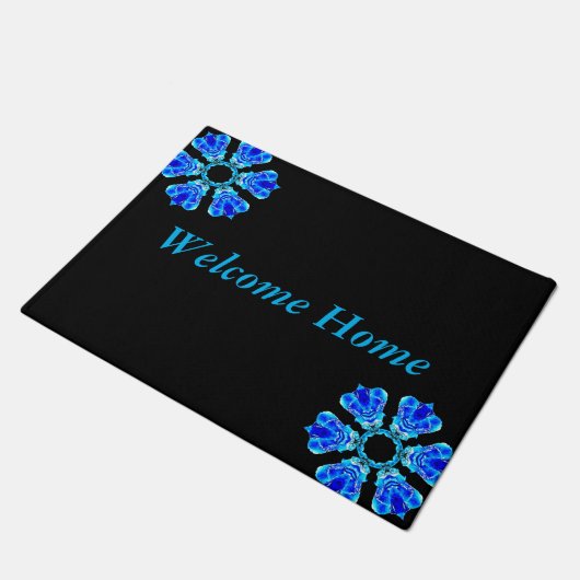 Blue Petals Deurmat (Schuin)