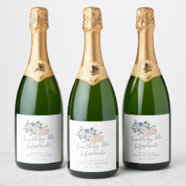 Blue Petals en Prosecco bruidsdouche Sparkling Wijnetiket