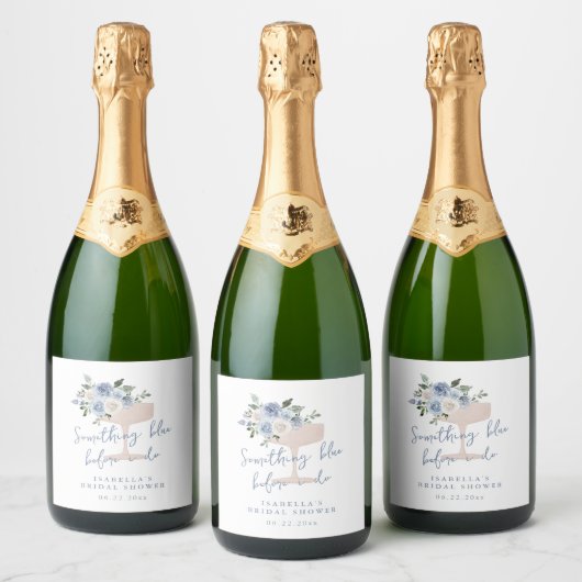 Blue Petals en Prosecco bruidsdouche Sparkling Wijnetiket (Flessen)