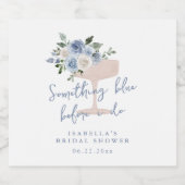Blue Petals en Prosecco bruidsdouche Sparkling Wijnetiket (Enkel label)