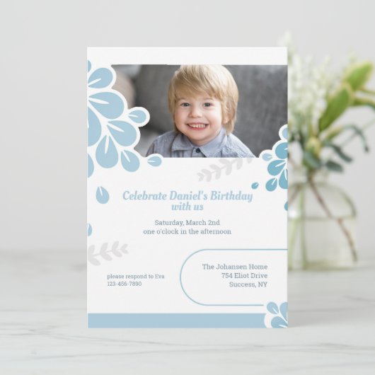 Blue Petals Photo Kaart (Staand voorkant)