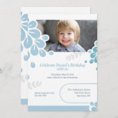 Blue Petals Photo Kaart (Voorkant / Achterkant)