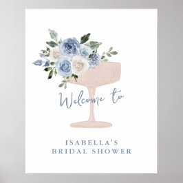 Blue Petals Prosecco Tuin Bruiloft Feest Welkom Poster