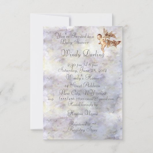 Blue Peter Pan Baby vliegt met FairiesShower Invi Save The Date (Voorkant)