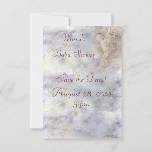 Blue Peter Pan Baby vliegt met FairiesShower Invi Save The Date (Achterkant)