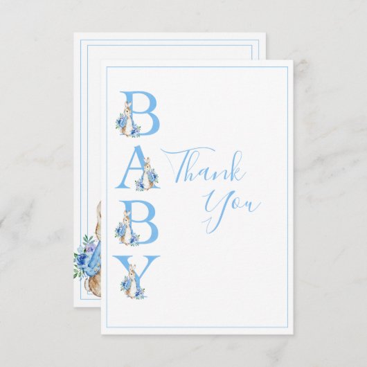Blue Peter Rabbit Baby shower Bedankkaart (Voorkant / Achterkant)