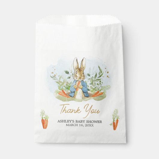 Blue Peter Rabbit Baby shower Bedankzakje (Voorkant)