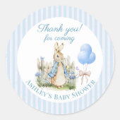 Blue Peter Rabbit Baby shower Boy Bedankt Favors Ronde Sticker (Voorkant)