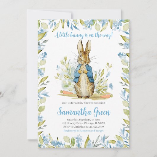 Blue Peter Rabbit Baby shower Kaart (Voorkant)