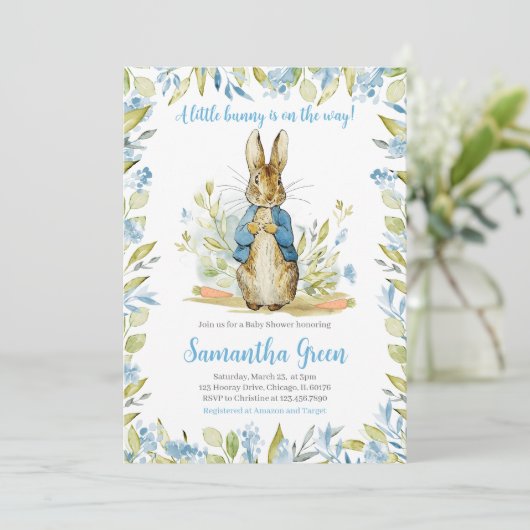 Blue Peter Rabbit Baby shower Kaart (Staand voorkant)