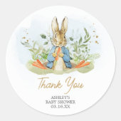 Blue Peter Rabbit Baby shower Ronde Sticker (Voorkant)