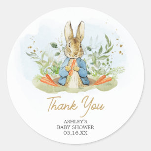 Blue Peter Rabbit Baby shower Ronde Sticker