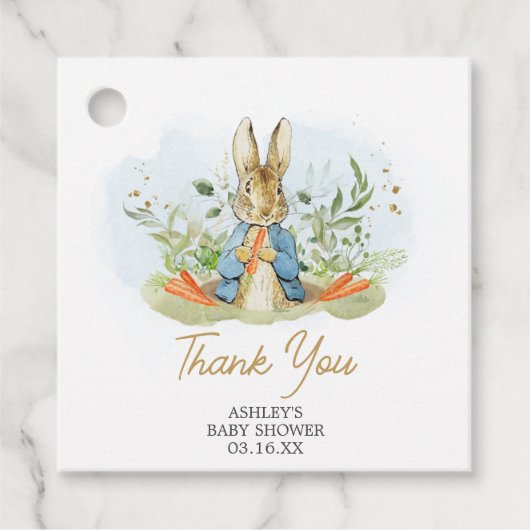 Blue Peter Rabbit Baby shower Square Bedankjes Labels (Voorkant)