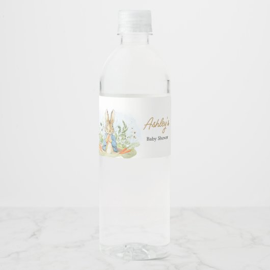 Blue Peter Rabbit Baby shower Waterfles Etiket (Voorkant)