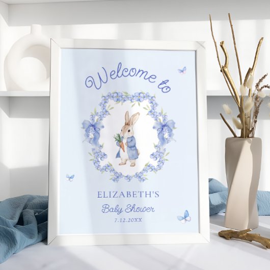 Blue Peter Rabbit Baby shower Welkom Poster