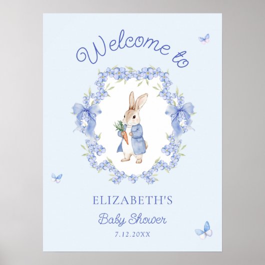 Blue Peter Rabbit Baby shower Welkom Poster (Voorkant)