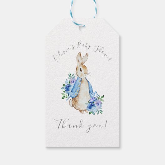 Blue Peter Rabbit Boy Baby shower Cadeaulabel (Achterkant)