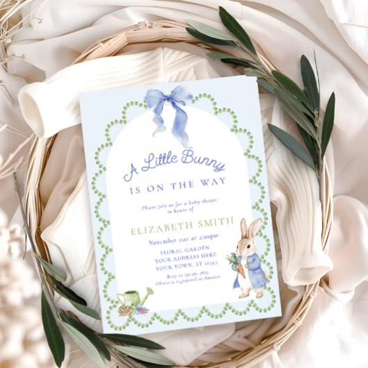 Blue Peter Rabbit Boy Baby shower Kaart