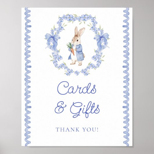 Blue Peter Rabbit Boy Baby shower Kaarten en gesch Poster (Voorkant)