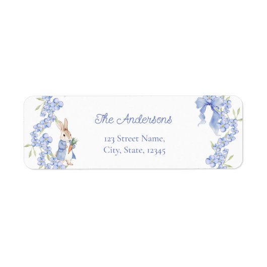 Blue Peter Rabbit Boy Baby shower Label (Voorkant)