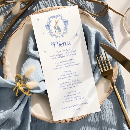 Blue Peter Rabbit Boy Baby shower Menu