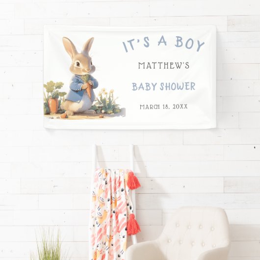 Blue Peter Rabbit Boy Baby shower Spandoek (Insitu)