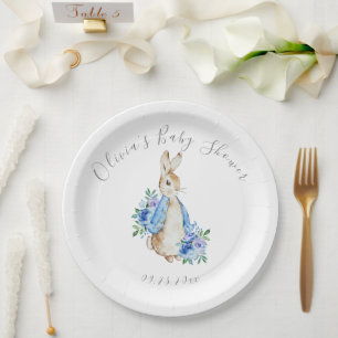 Blue Peter Rabbit Boy Girl Baby shower Papieren Bordje