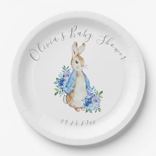 Blue Peter Rabbit Boy Girl Baby shower Papieren Bordje (Voorkant)