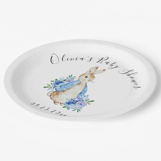 Blue Peter Rabbit Bunny Baby shower Papieren Bordje (Gekanteld)