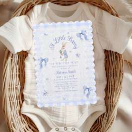 Blue Peter Rabbit Gingham lace Baby Shower Kaart