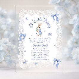 Blue Peter Rabbit Lace Baby Shower Acryl Uitnodigingen