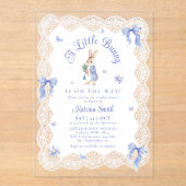 Blue Peter Rabbit Lace Baby Shower Acryl Uitnodigingen (Voorkant)
