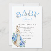 Blue Peter Rabbit Letters Baby shower Invitation Kaart (Voorkant)