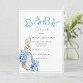 Blue Peter Rabbit Letters Baby shower Invitation Kaart (Staand voorkant)