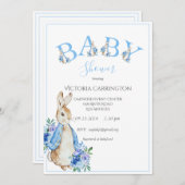 Blue Peter Rabbit Letters Baby shower Invitation Kaart (Voorkant / Achterkant)