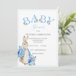 Blue Peter Rabbit Letters Baby shower Invitation Kaart