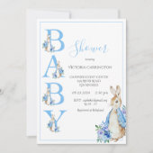 Blue Peter Rabbit met Flowers Baby shower Kaart (Voorkant)
