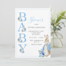 Blue Peter Rabbit met Flowers Baby shower