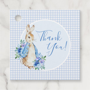 Blue Peter Rabbit Plaid Waterverf Baby shower Bedankjes Labels