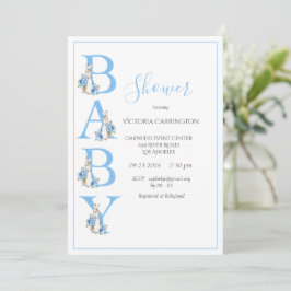 Blue Peter Rabbit Typografie Baby shower Kaart
