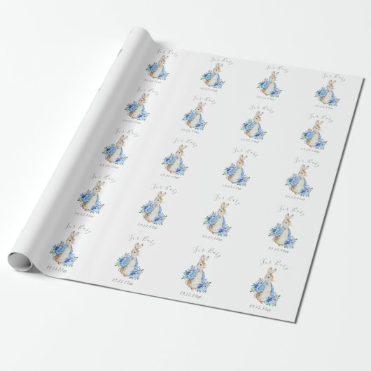 Blue Peter Rabbit voor Baby Script Baby shower Cadeaupapier (Uitgerold)