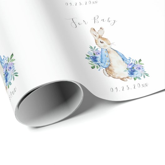 Blue Peter Rabbit voor Baby Script Baby shower Cadeaupapier (Rol Hoek)