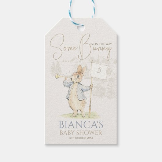 Blue Peter the Rabbit Een konijntje Baby shower Cadeaulabel (Voorkant)